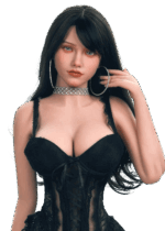 Sex doll realistica DutchDoll Alexis 159 cm in TPE con capelli neri, occhi blu, seni in gel e silhouette a clessidra snella, bambola con pelle morbida.