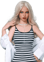 Sex doll realistica DutchDoll Hannah 161 cm in TPE con capelli biondi, occhi blu chiari, seni in gel e silhouette femminile, bambola con pelle morbida.