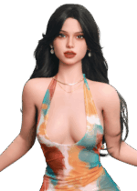 Sex doll realistica DutchDoll Nina 161 cm in TPE con capelli castani, occhi marroni e seni in gel, bambola con pelle morbida e aspetto naturale.