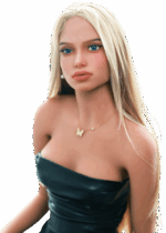 Sex doll realistica DutchDoll Sophie 158 cm in TPE con lunghi capelli biondi, occhi blu scuro e figura snella, bambola con pelle morbida e scheletro EVO+ flessibile.