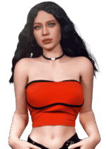 Firedoll Sasha | 166 cm Sex doll realistica Firedoll Sasha 166 cm in TPE con capelli scuri, figura snella, gambe lunghe e seni in gel, bambola con lineamenti raffinati e sguardo seducente.