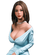 Sex doll realistica Firedoll Luna 166 cm in TPE con capelli castano scuro, occhi marroni, seni in gel di grandi dimensioni e silhouette a clessidra, bambola con curve femminili.